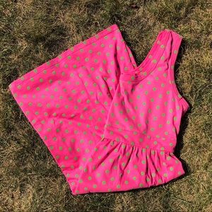 Cute pink w/green polka dots 100% cotton dress